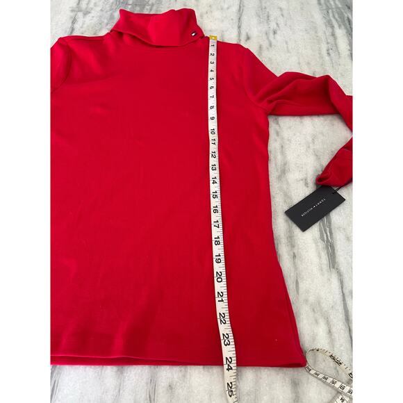 Tommy Hilfiger Red Turtleneck Top Size Small Long Sleeve NWT Basic Minimalist - Picture 8 of 8
